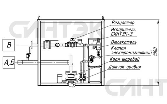 Габаритный чертеж электрической испарительной установки СИНТЭК-Э-40