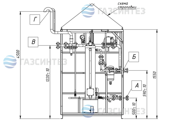 Габаритный чертеж электрической испарительной установки СИНТЭК-И-Э-100