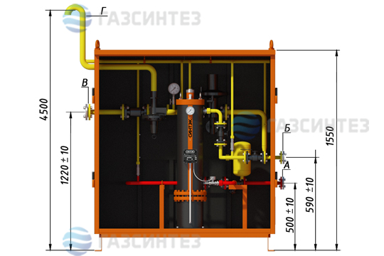 Габариты электрической испарительной установки СИНТЭК-И-Э-100 производства Завода ГазСинтез