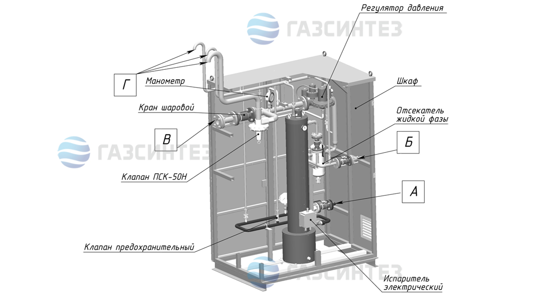 Устройство электрической испарительной установки производительностью 200 кг/ч производства Завода ГазСинтез
